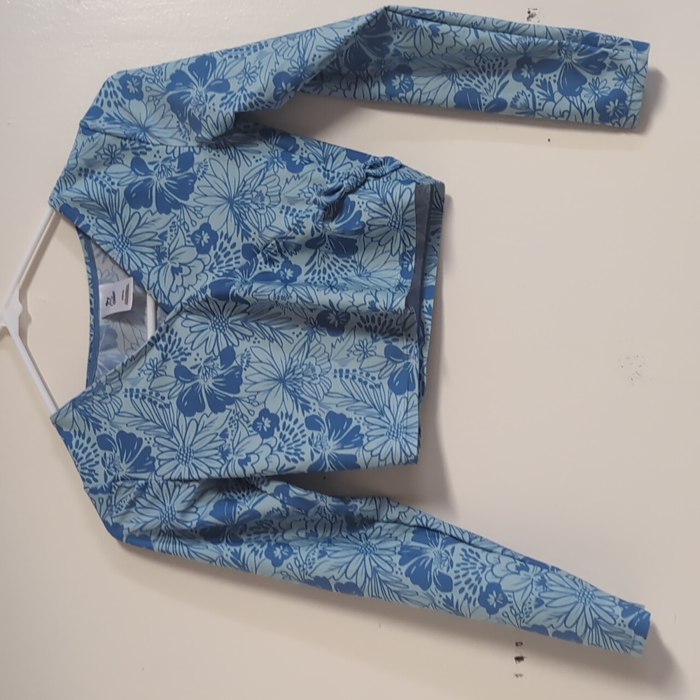 Art Class Girls Blue Floral Swim Top Size Large